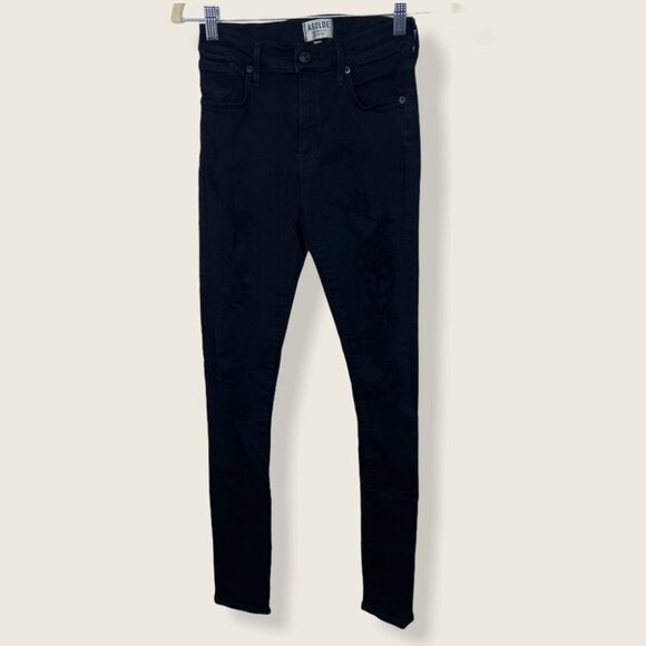 Agolde Revolve Sophie High Waist Skinny Jean Distressed Black Size 26 Moto Denim - Picture 3 of 15